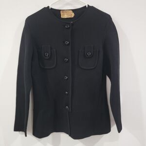 Vintage Montgomery Ward Womens Wool Cardigan Sweater Size‎ 14 Black